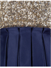 Gold Sequin Navy Blue Pleated Satin Keyhole Back Flower Girl Dress